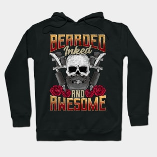 Bearded Inked And Awesome Funny Tattooed Dad Hoodie